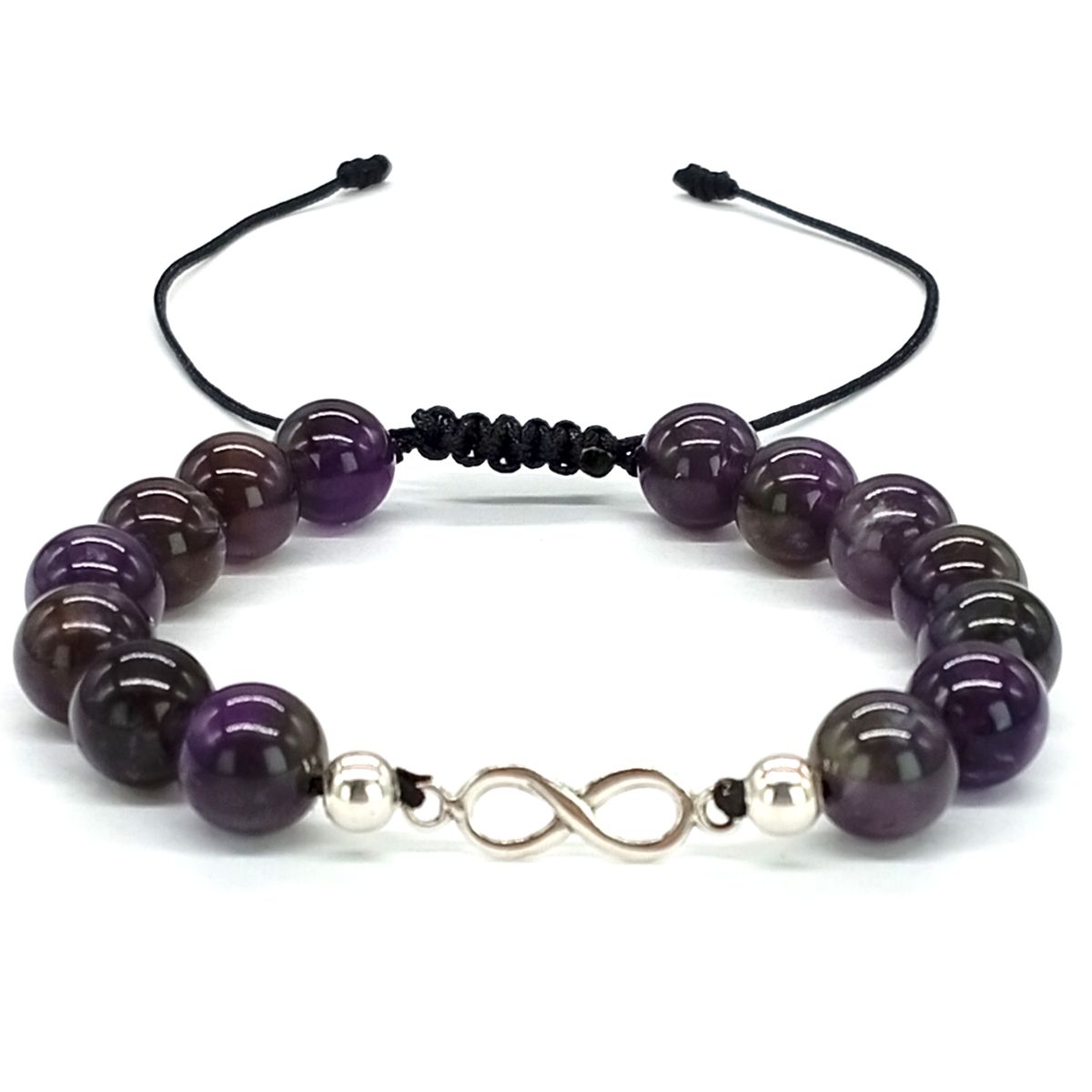 GENERICO - Pulsera Amatista con dije Infinito de Plata