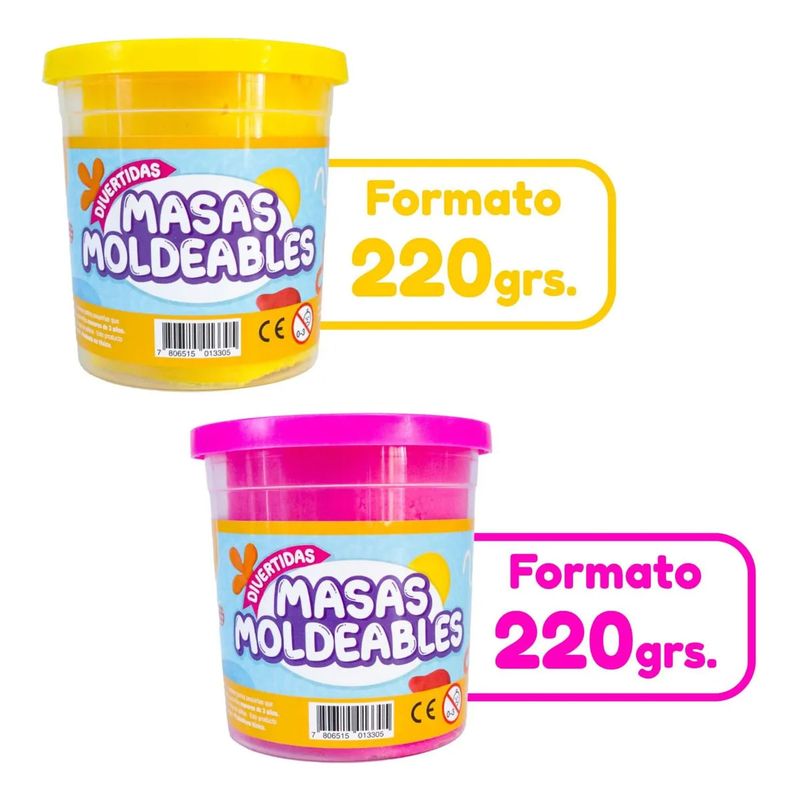 ADETEC - Pack 2 Masas Moldeables Fucsia/Amarillo 220 g c/u Adetec.