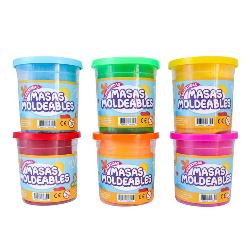 ADETEC - Pack 6 Masas Moldeables Adetec De 220 g Juego Didáctico