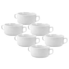 WOLFEN - Set 12 Tazas De Consomé 230 cc Porcelana Profesional