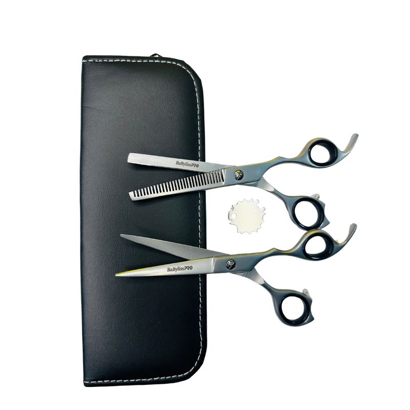 BABYLISS PRO - Set Tijeras de barbero acero japonés BaBylissPRO 6 Filo Navaja