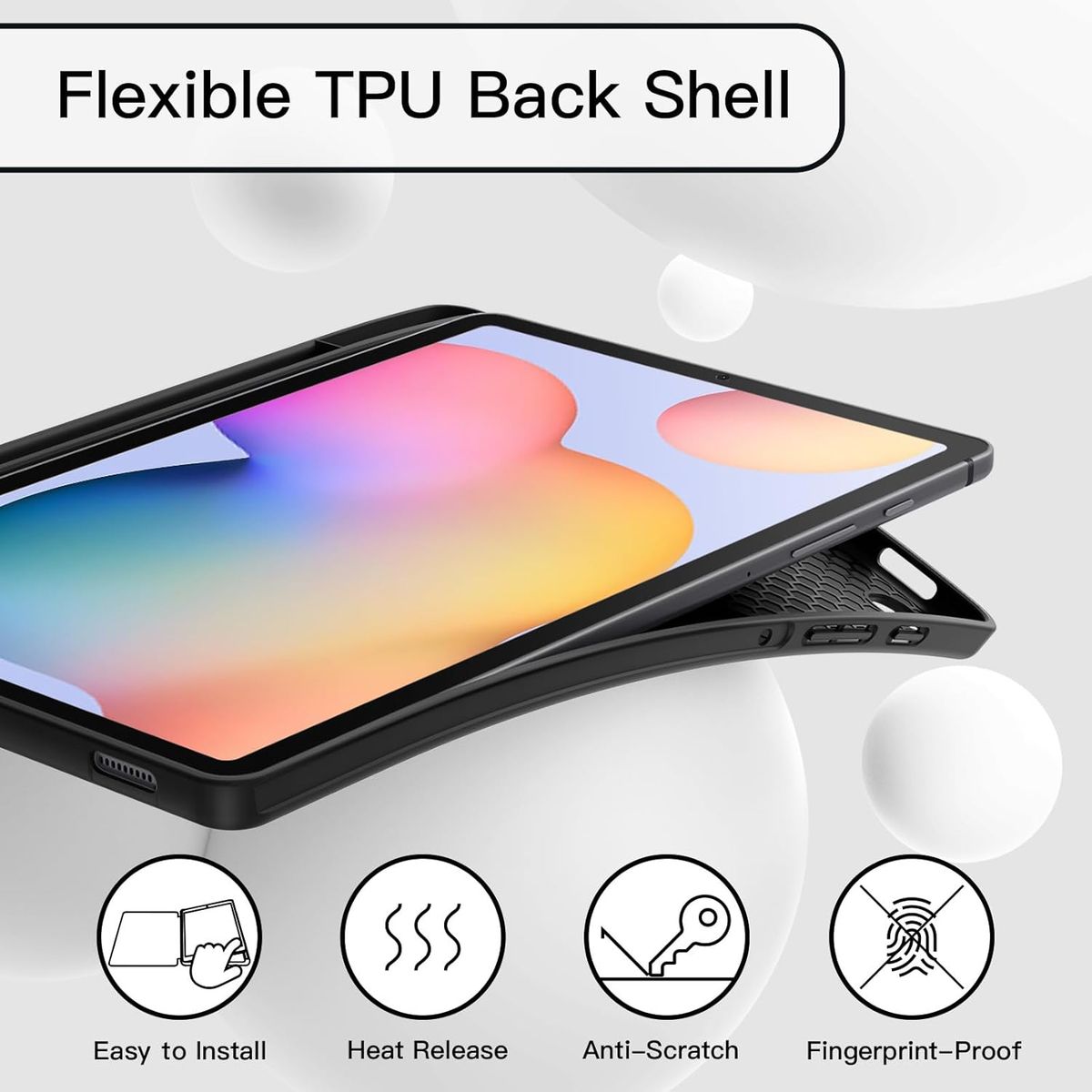 GENERICO - Funda Con Portalápiz Para Samsung Tab S6 Lite 10.4 Negro.