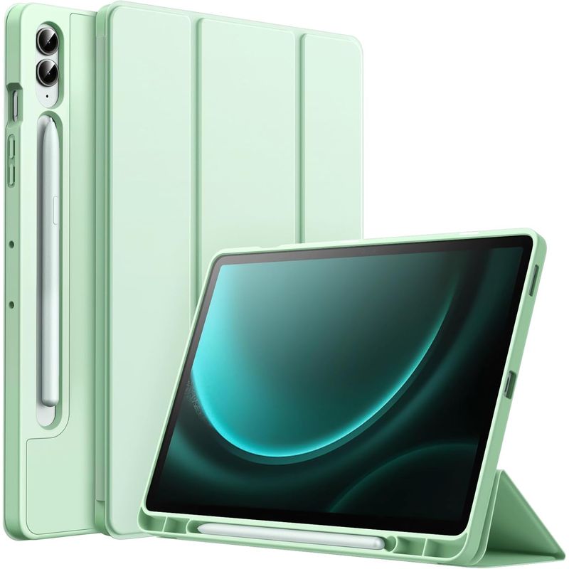 GENERICO - Funda Con Portalápiz Para Samsung Tab S9 Fe Plus 12.4 Verde Menta.