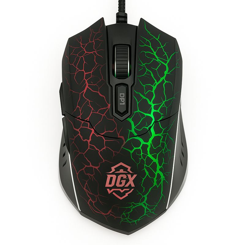 DGX - Mouse Gamer Crank DGX  Alta Precisión Retroiluminado RGB Ergonómico
