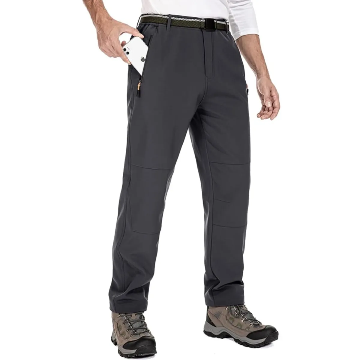 BLUE MOUNTAIN - Pantalón Softshell Hombre Termico Impermeable Con Micropolar