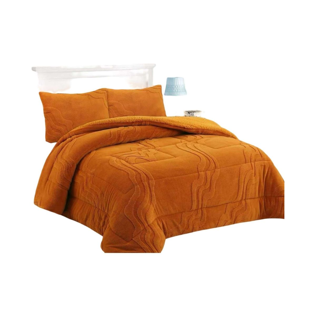 GENERICO - CUBRECAMA DISEÑO 2025 CON CHIPORRO SUPER KING 250 CM X 270 CM NARANJA.