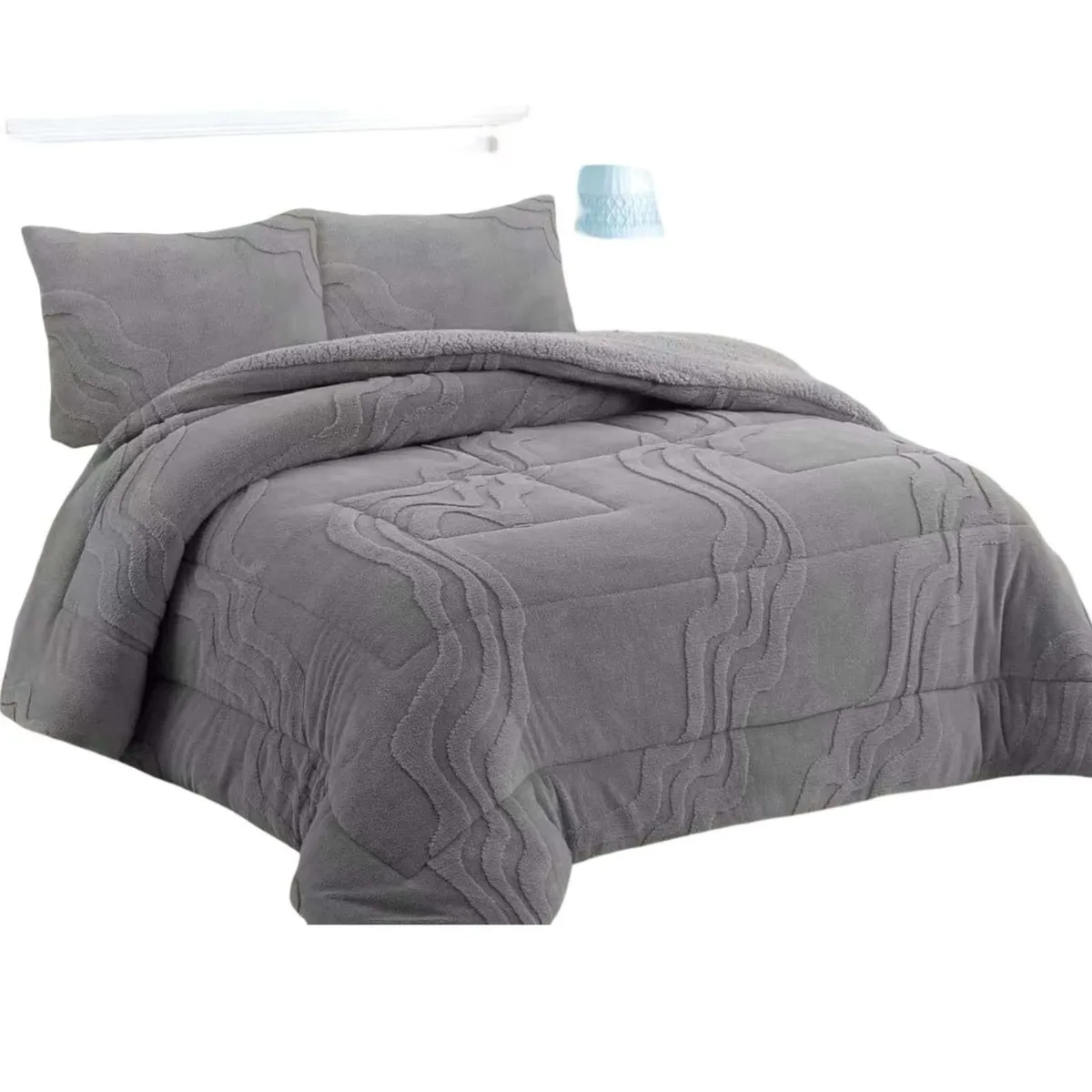 GENERICO - CUBRECAMA DE INVIERNO 2025 CON CHIPORRO 2 PLAZA GRIS.