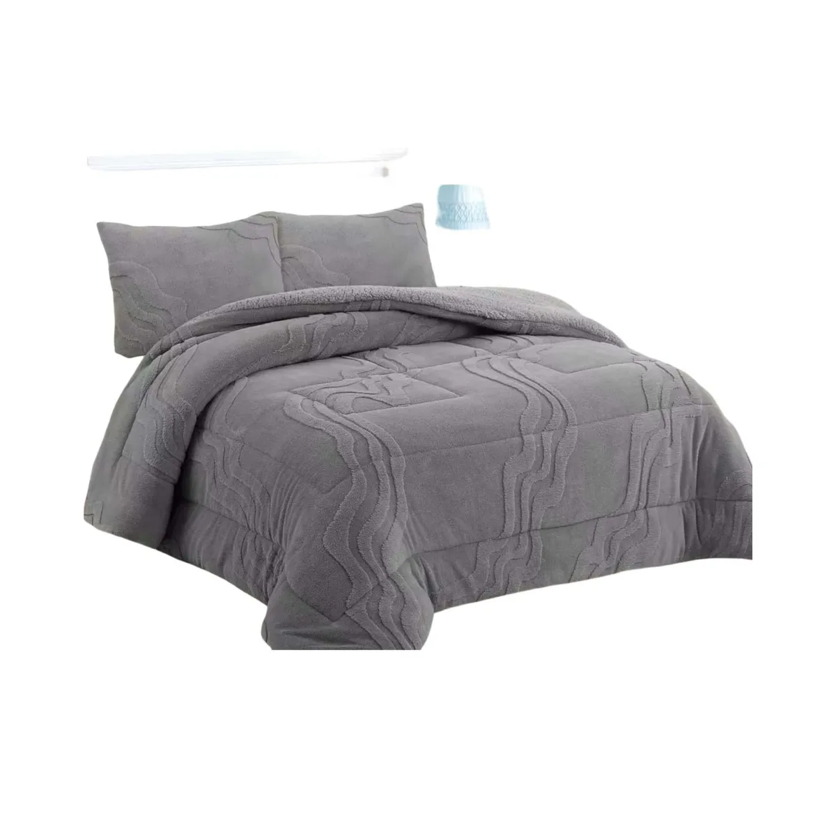 GENERICO - CUBRECAMA DE INVIERNO 2025 CON CHIPORRO 2 PLAZA GRIS.