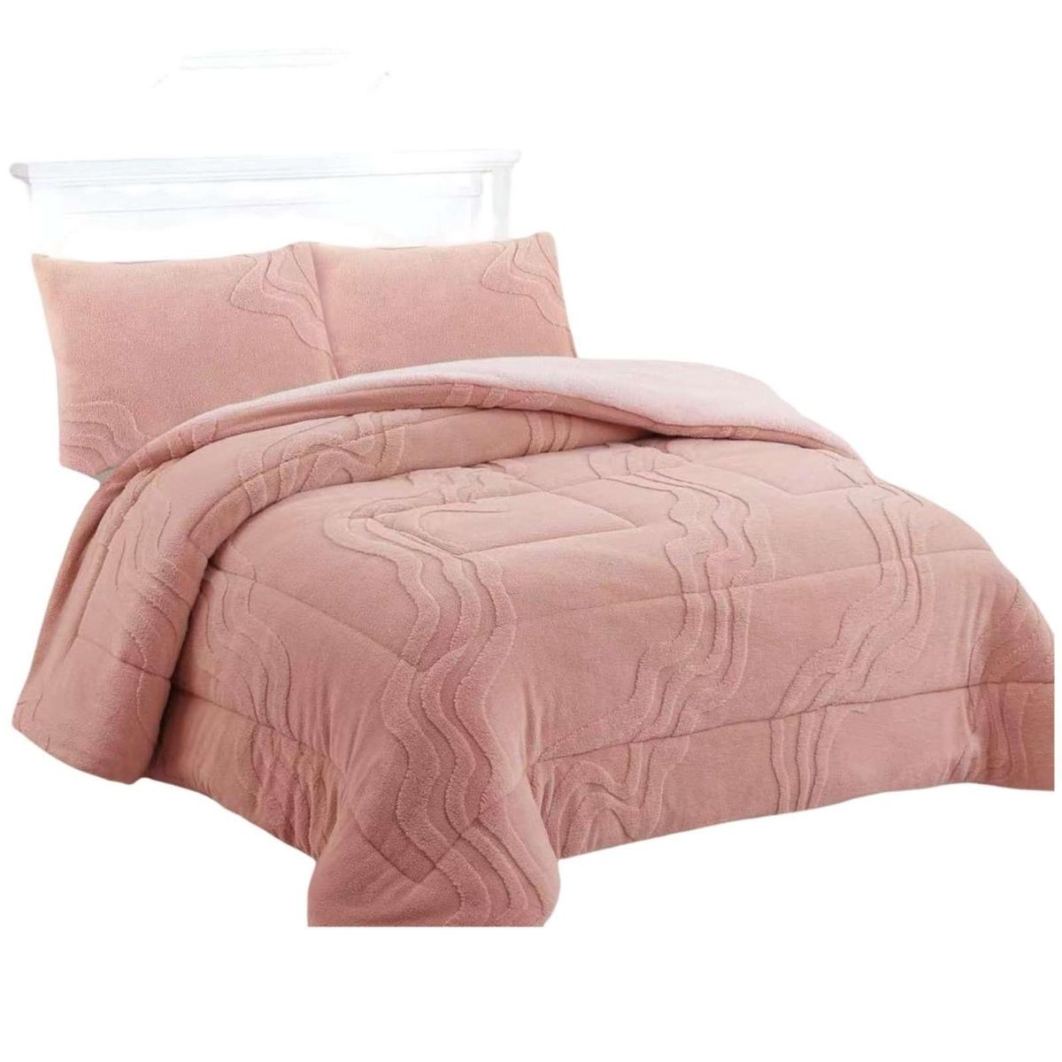 GENERICO - CUBRECAMA DISEÑO 2025 CON CHIPORRO SUPER KING 250 CM X 270 CM ROSA.