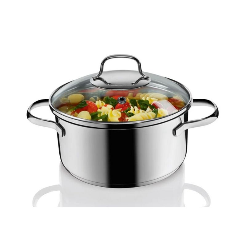 GENERICO - Olla acero inox 24cm con tapa de vidrio de 5lts