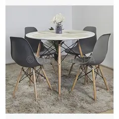 CORI CORI - Juego de Comedor Mesa Eames 100cms Blanca + 4 Silla Eames Gris