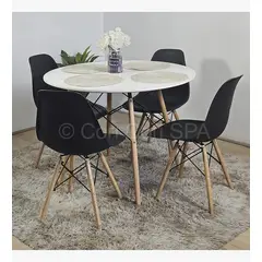 CORI CORI - Juego de Comedor Mesa Eames 100cms Blanca + 4 Silla Eames Negro