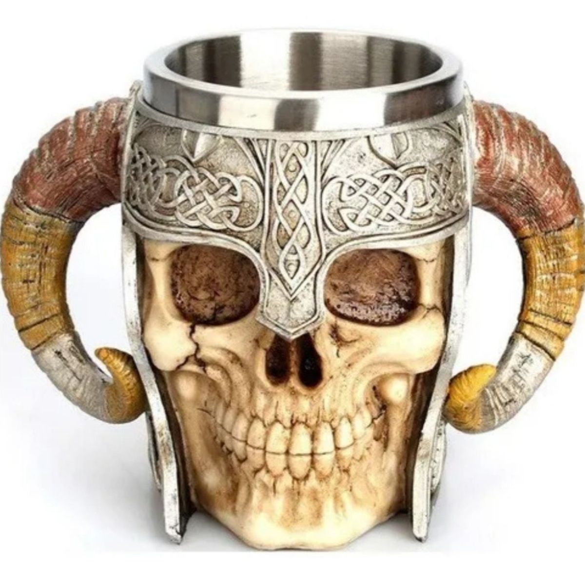 GENERICO - Tazón Taza Craneo Vikingo Medieval Acero Inoxidable