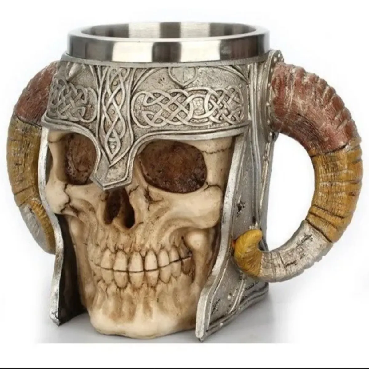 GENERICO - Tazón Taza Craneo Vikingo Medieval Acero Inoxidable