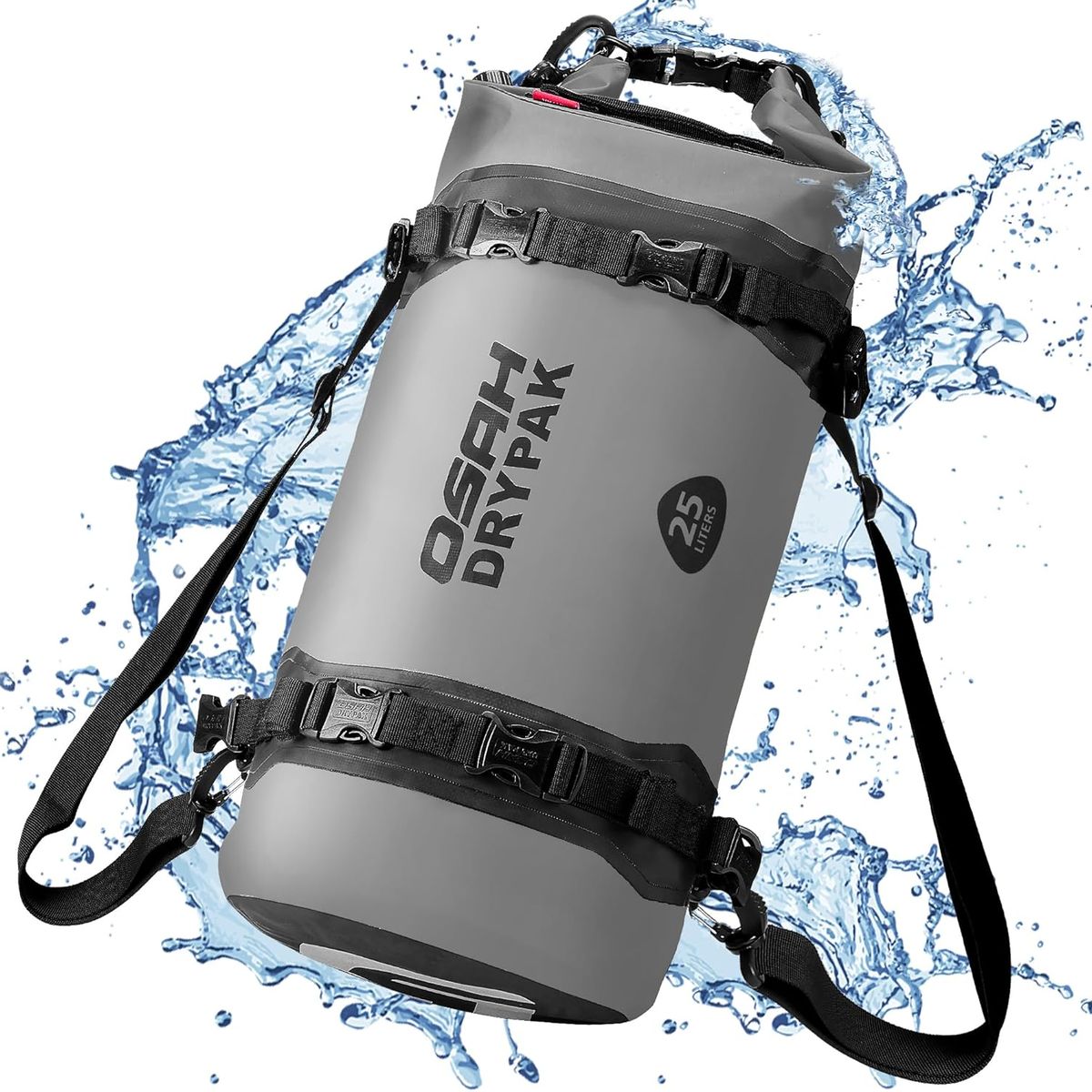 OSAH DRYPAK - Bolso seco impermeable 25 litros - Bolsa trasera motocicleta con amarras