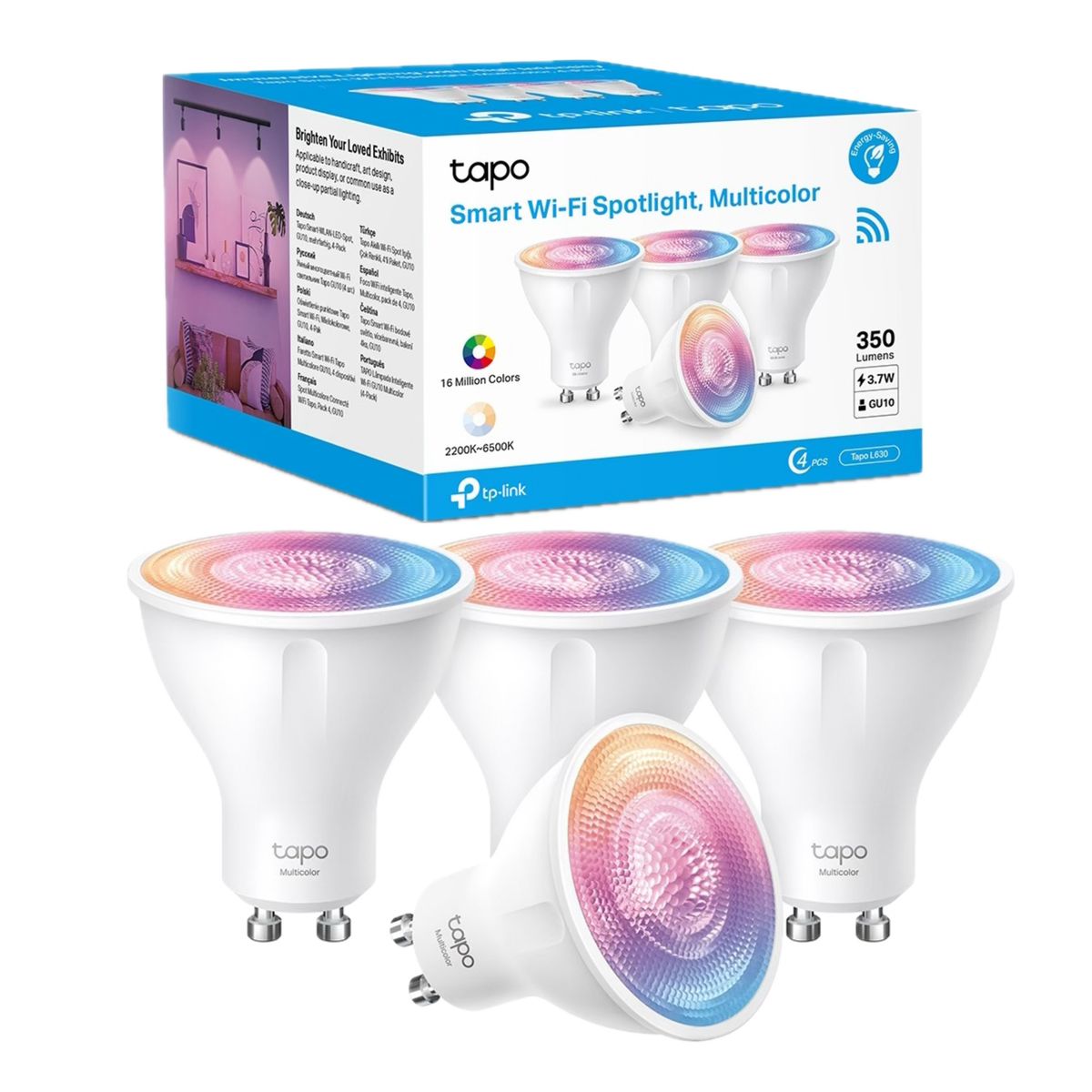 TP LINK - Set 4 Ampolletas Smart Tp-Link Tapo Colores  GU10 Wi-fi Google Alexa