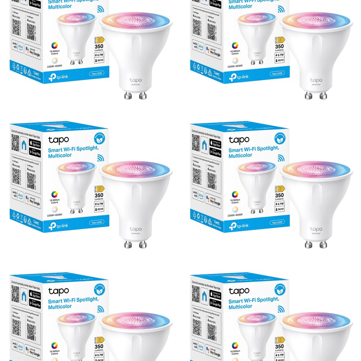 TP LINK - Set 6 Ampolletas Smart Tp-Link Tapo Colores  Gu10 Wi-fi Google Alexa