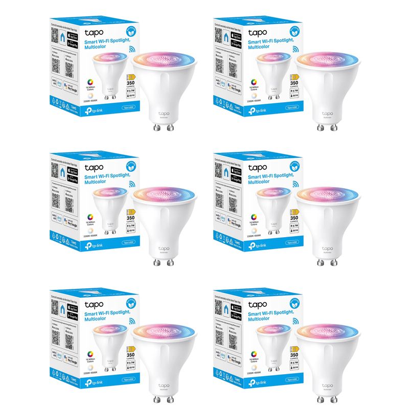 TP LINK - Set 6 Ampolletas Smart Tp-Link Tapo Colores  Gu10 Wi-fi Google Alexa