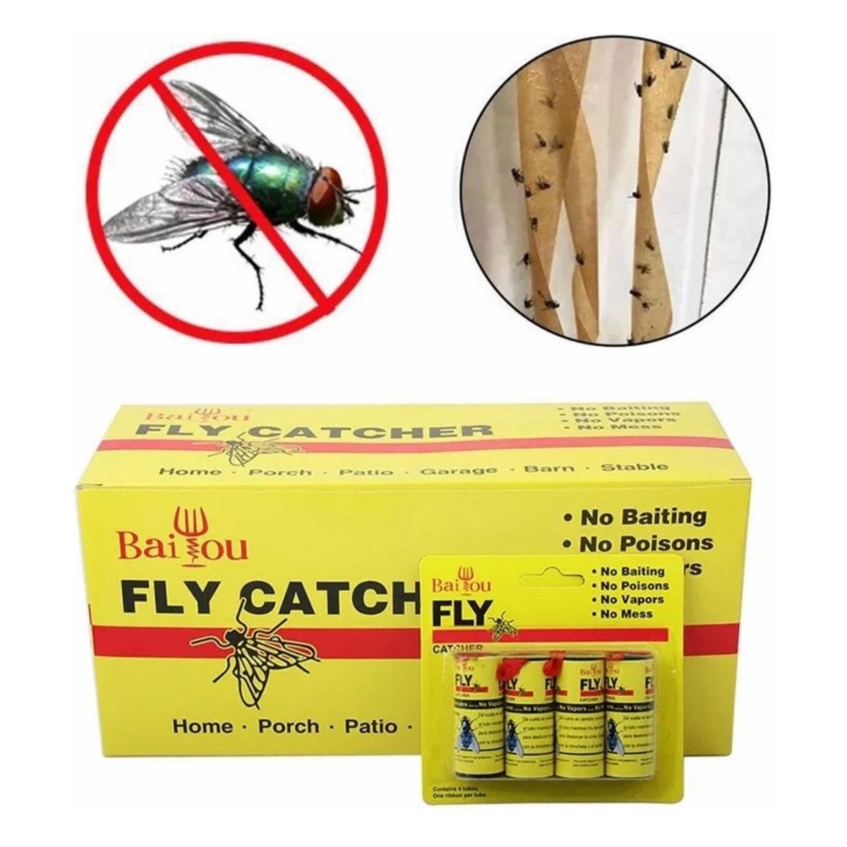 GENERICO - Atrapa Moscas 96 Tira Adhesivo Pegamento Mata Mosca Insecto