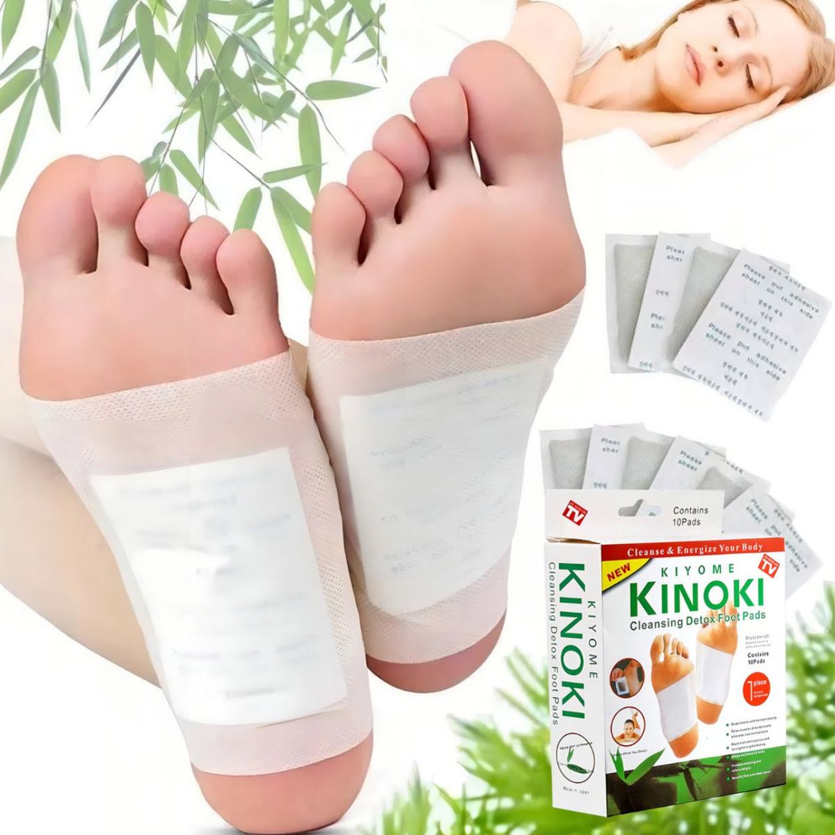 GENERICO - Pack 10 Piezas Kinoki Parche Olor Pies Relajación 10cm
