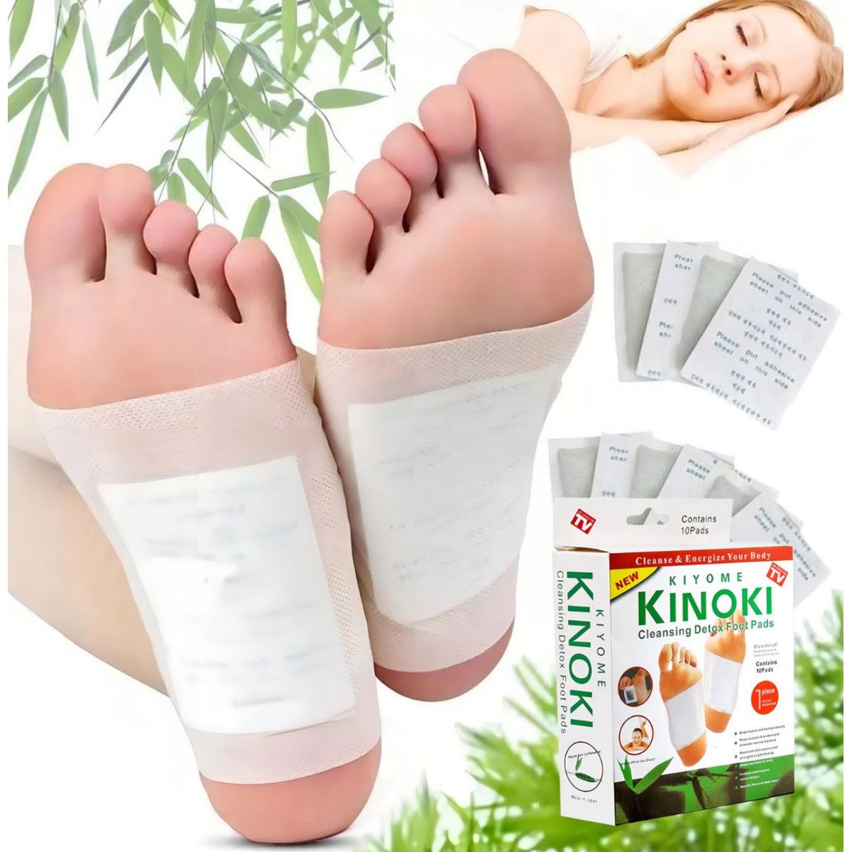 GENERICO - Pack 10 Piezas Kinoki Parche Olor Pies Relajación 10cm