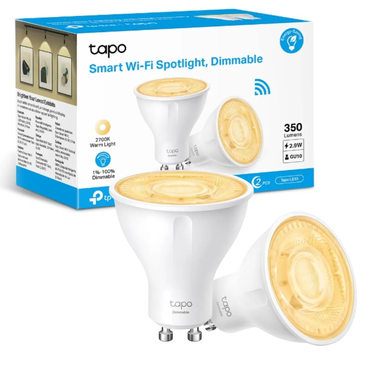TP LINK - Set 2 Smart Tp-Link Tapo Luz Calida GU10 Wi-fi Google Alexa