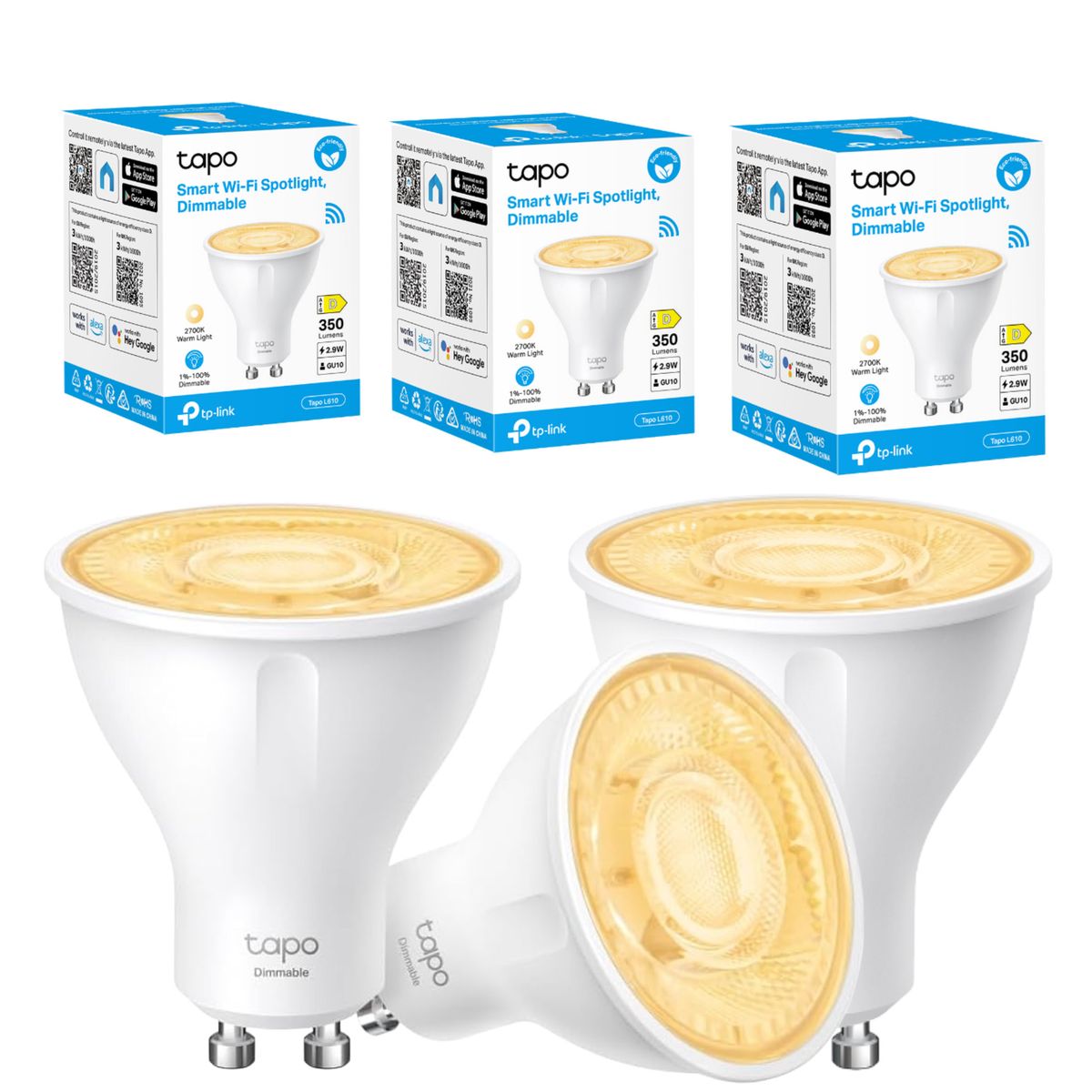 TP LINK - Set 3 Smart Tp-Link Tapo Luz Calida Gu10 Wi-fi Google Alexa