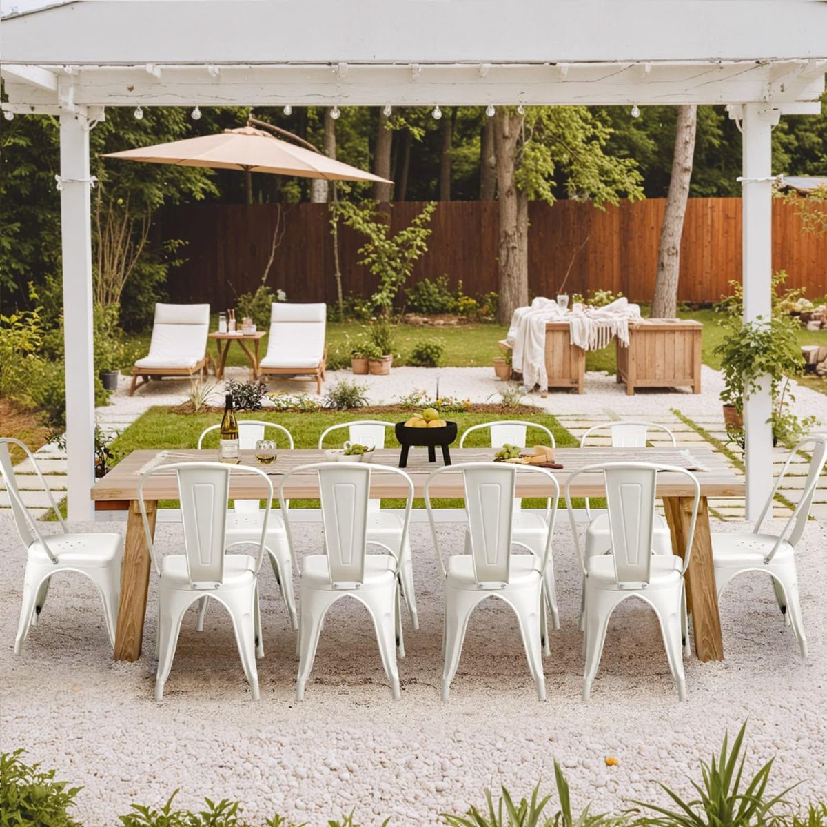 GENERICO - Silla Tolix Blanca Pack 6 - De Acero Resiste 180 Kg Bodegatfc