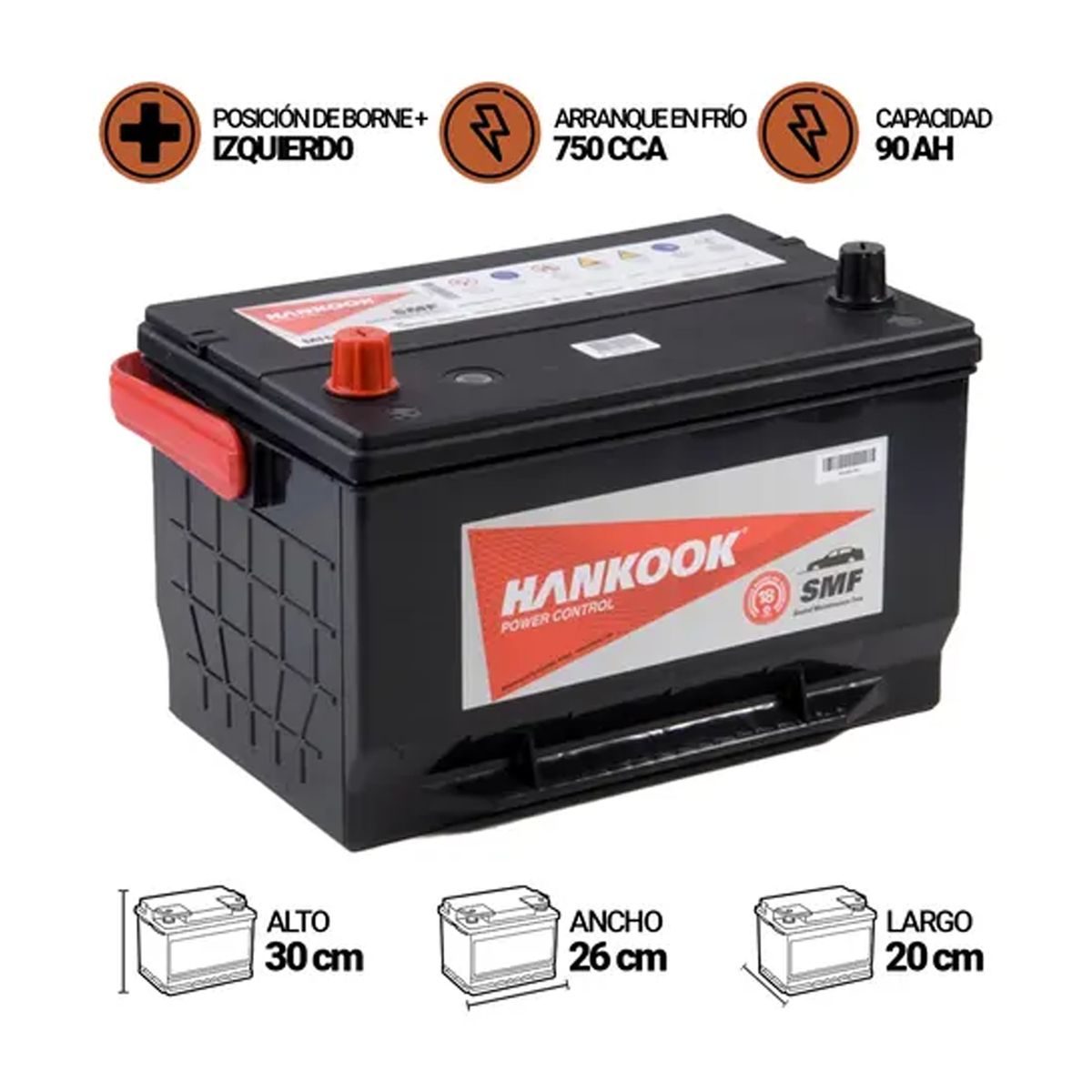 HANKOOK - Batería de Auto HANKOOK MF65-750 90AH 750CCA