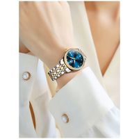 Reloj Pulsera Mujer con Esfera Azul Movimiento Cuarzo Cristales de Zirconia Resistente al agua 30m
