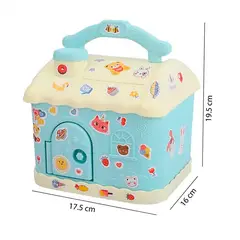 GENERICO - Alcancía Infantil Casa Con Llave Y Stickers Azul