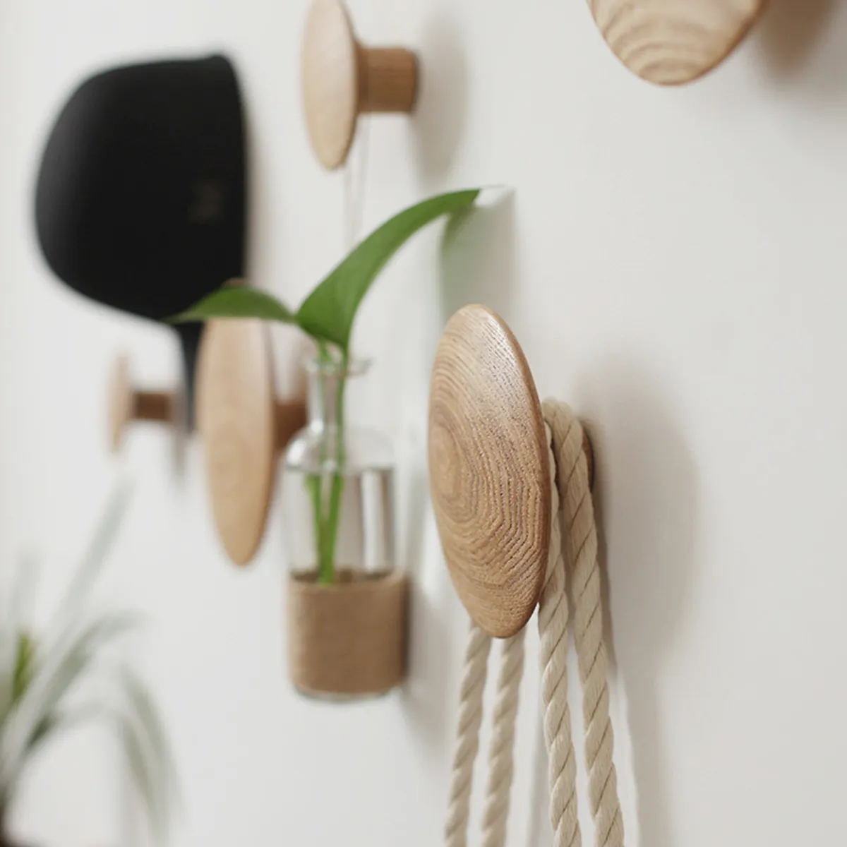 PUREPOWER - Perchero De Madera Estilo Nórdico 5PCS