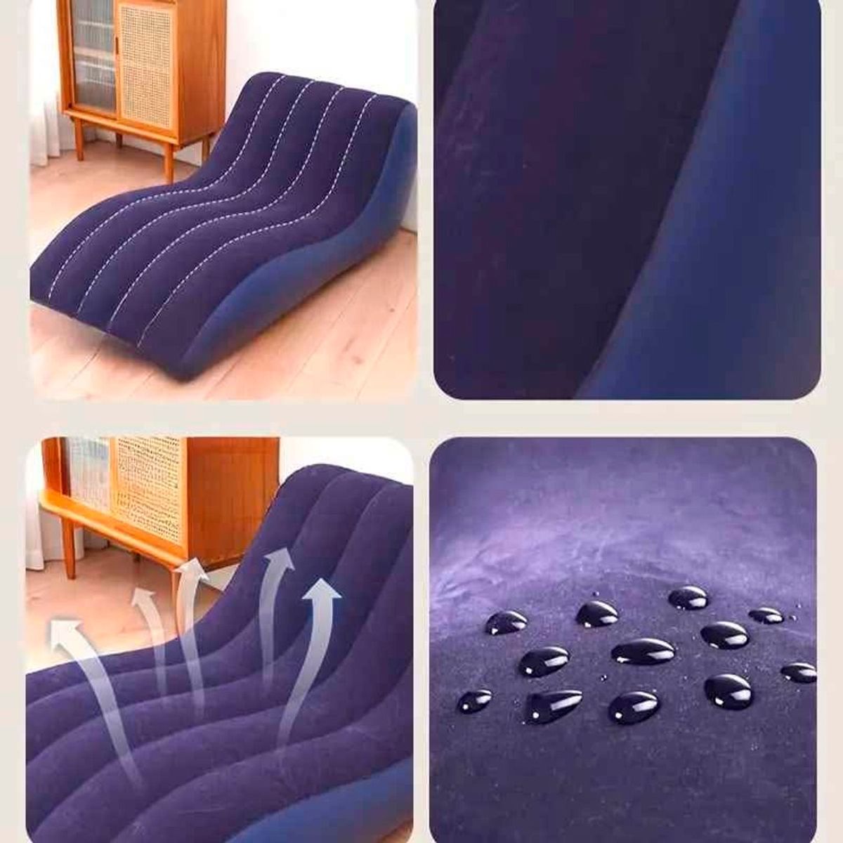 GENERICO - Sofá Inflable Tumbona Portátil Lavable Azul