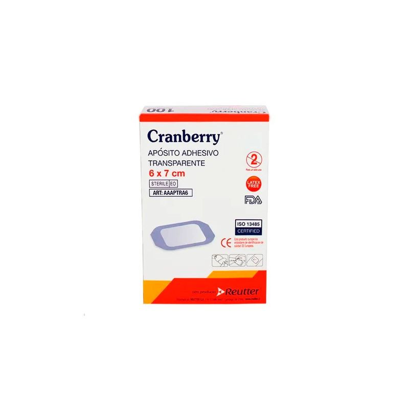 CRANBERRY - Apósito estéril transparente 6x7, 100 unidades