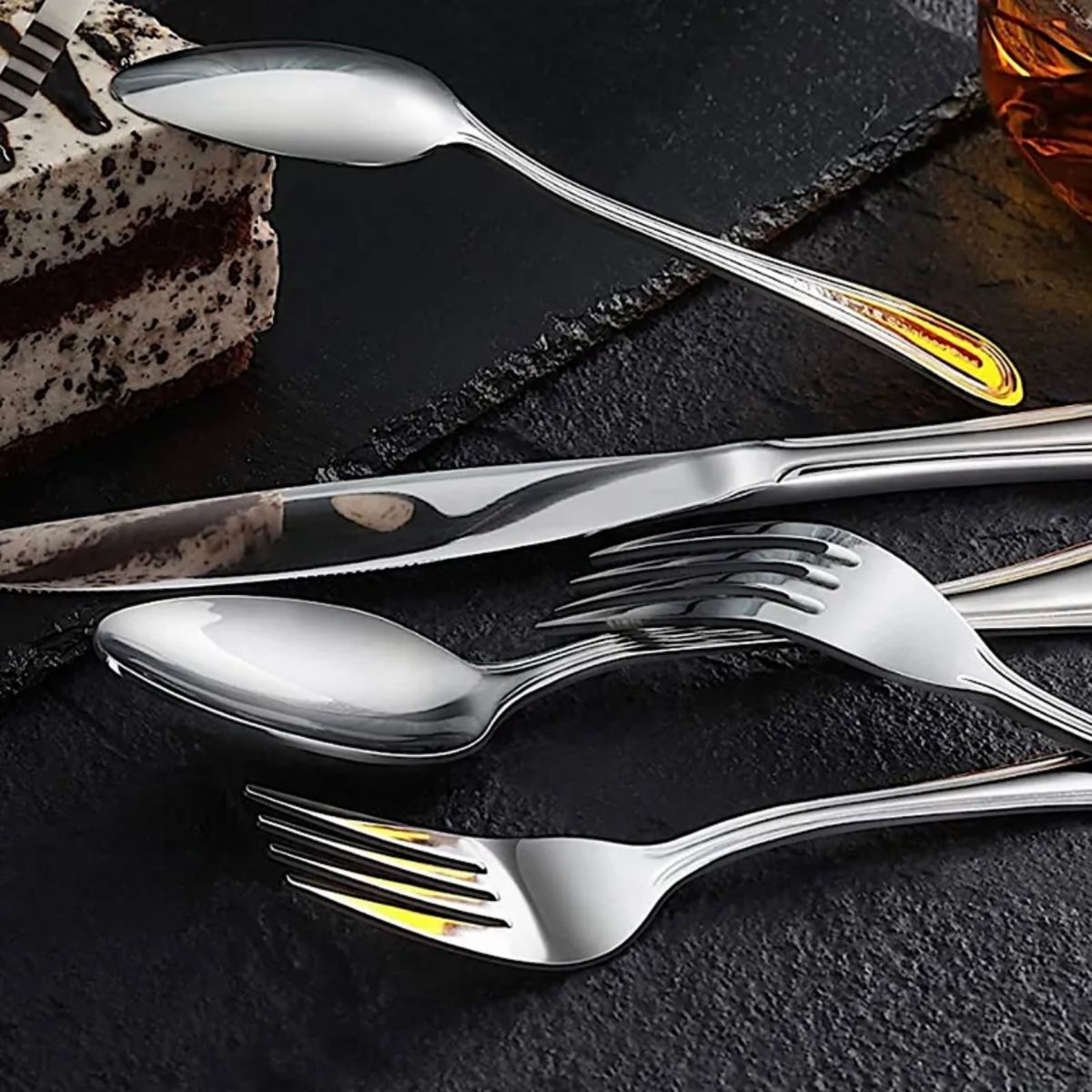 WOLFEN - Juego de 24 cucharas de refresco acero inoxidable 18/10