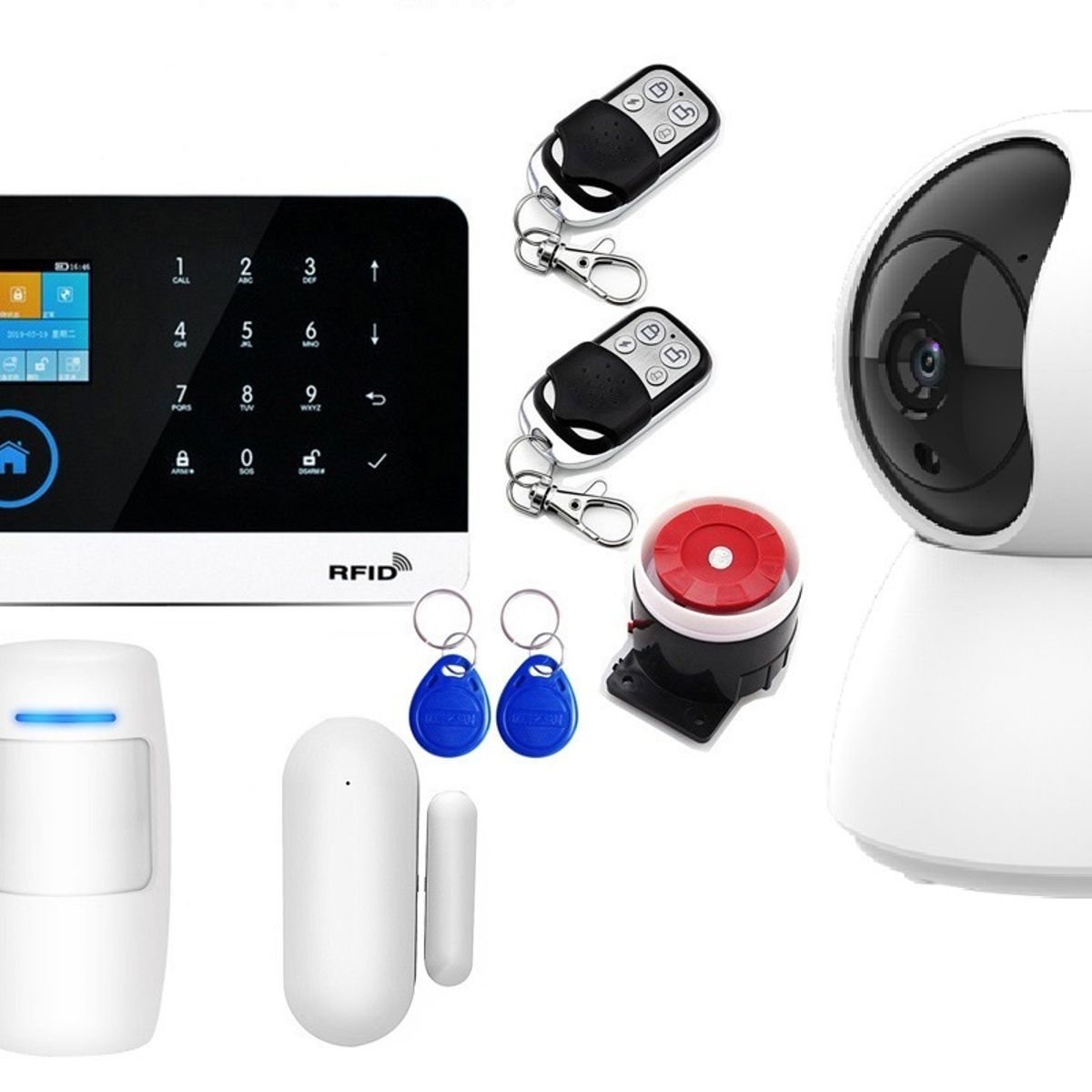 GENERICO - Kit Seguridad Tuya Alarma Cámara Sensor Movimiento Y Puerta Blanco