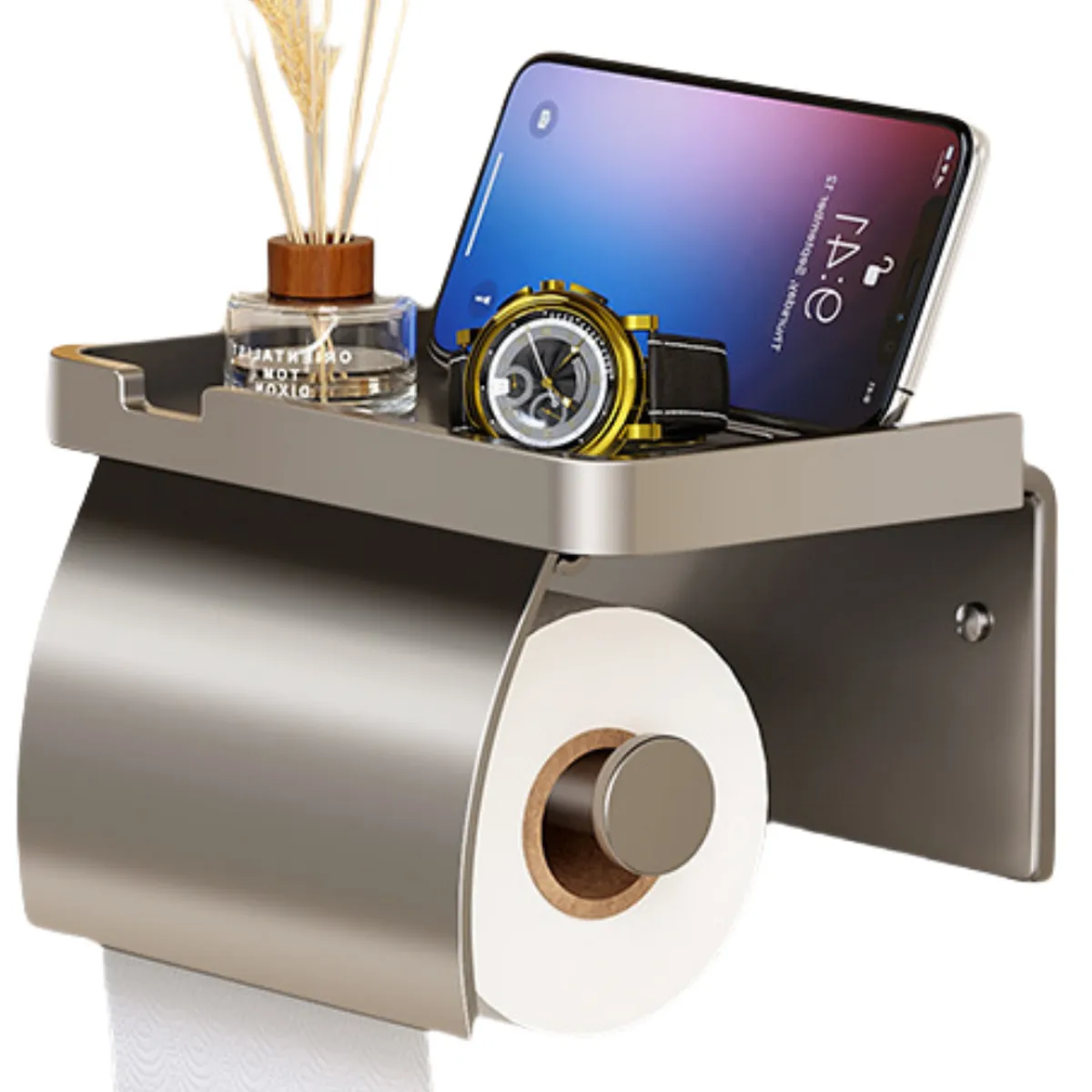 GENERAC - Porta Metal Confort Soporte Higiénico Organizador Gris