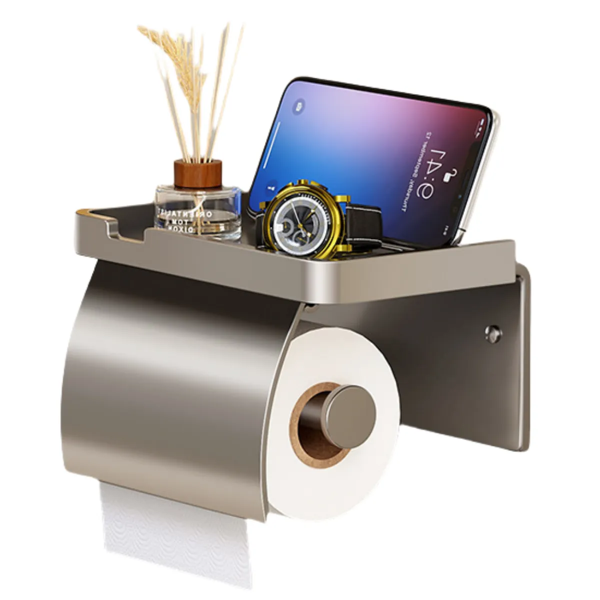 GENERAC - Porta Metal Confort Soporte Higiénico Organizador Gris