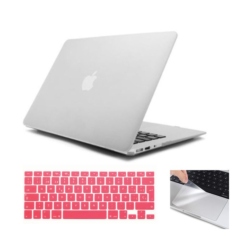 GENERICO - Carcasa Transparente Macbook Air A1369A1466 + Protector Teclado Rosa