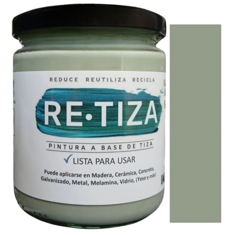 RETIZA - VERDE PISTACHO-OLIVA  500 Grs. Pintura Tizada/Vintage base agua mate