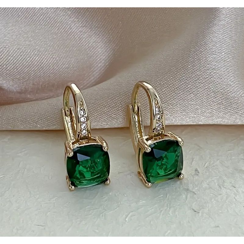 GENERICO - Aros verde esmeraldas con circonitas
