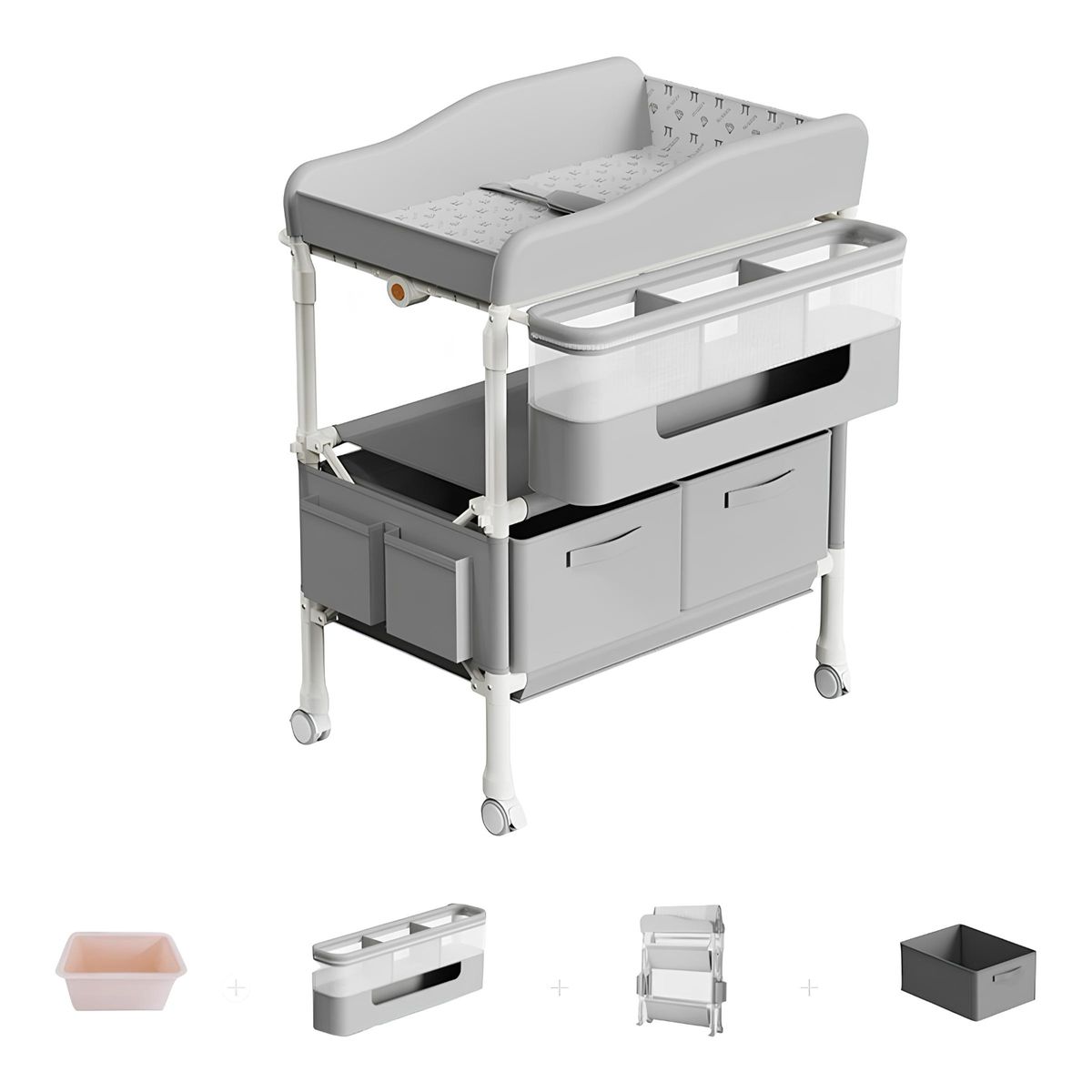 LUBABYCAS - Mudador De Pañales Plegable Bless Gris Accesorios LuBabycas
