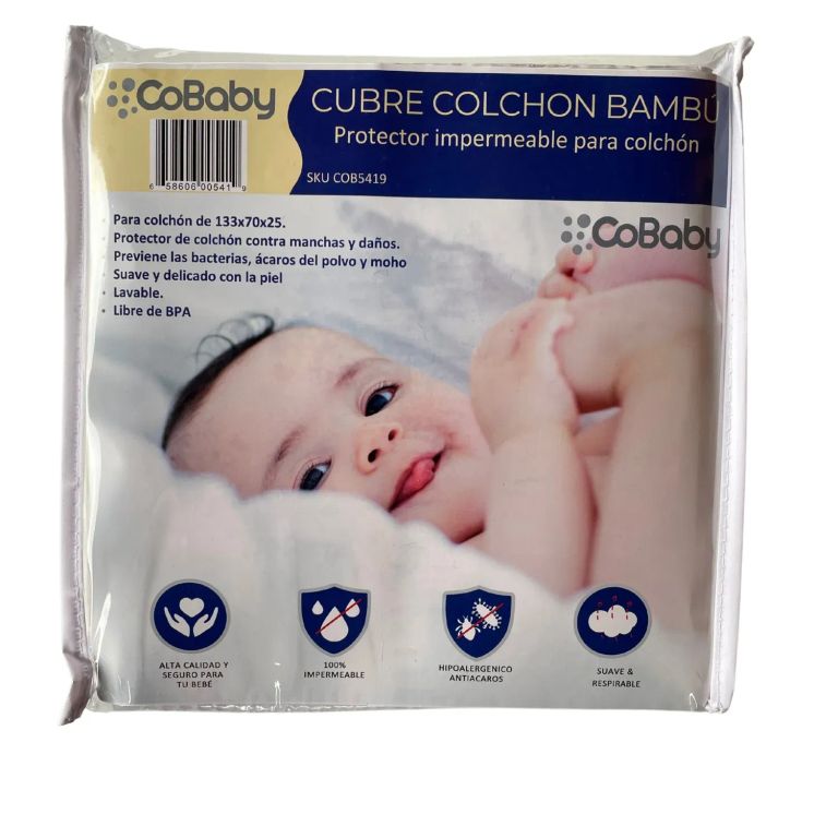 PROTECTOR DE COLCHON CUNA 140X70 Y 133X70 BAMBU IMPERMEABLE Y ABSORBENTE Beige INFANTIL