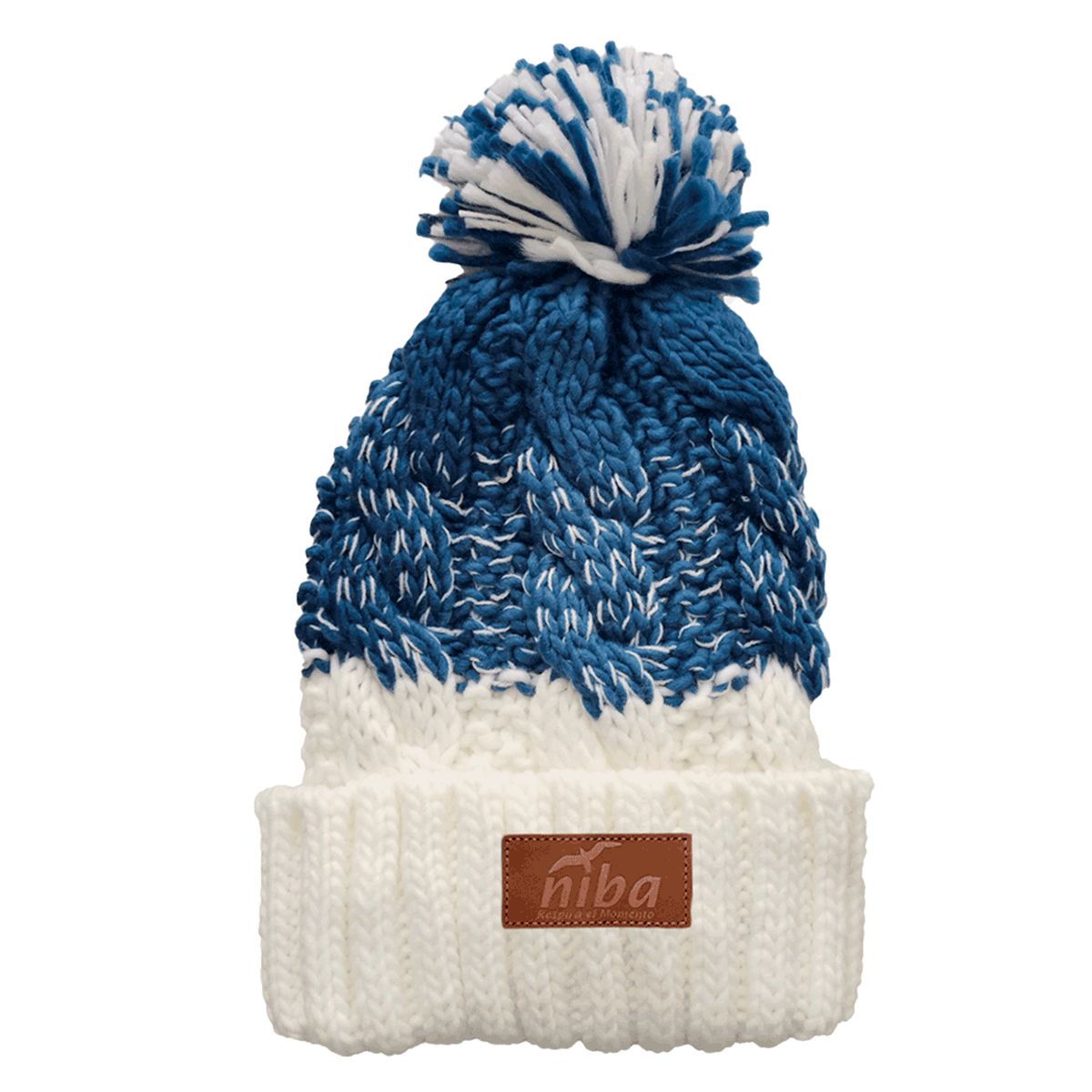 NIBA - Gorro lana Hombre Radal Blanco Azul Niba