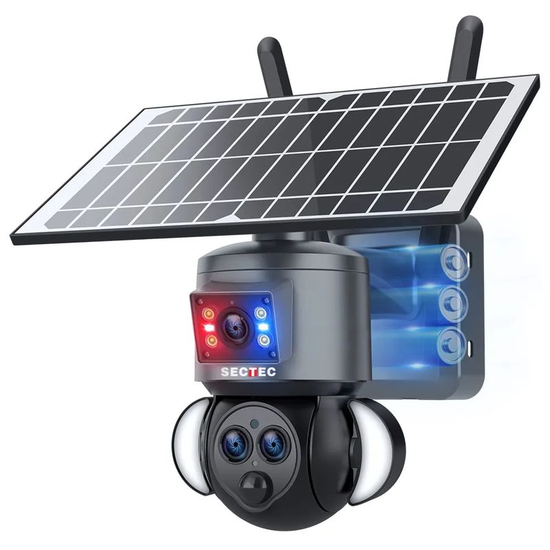 GENERICO - Triple Lente Camara Solar Deteccion de movimiento monitoreo a distancia red movil 4g.