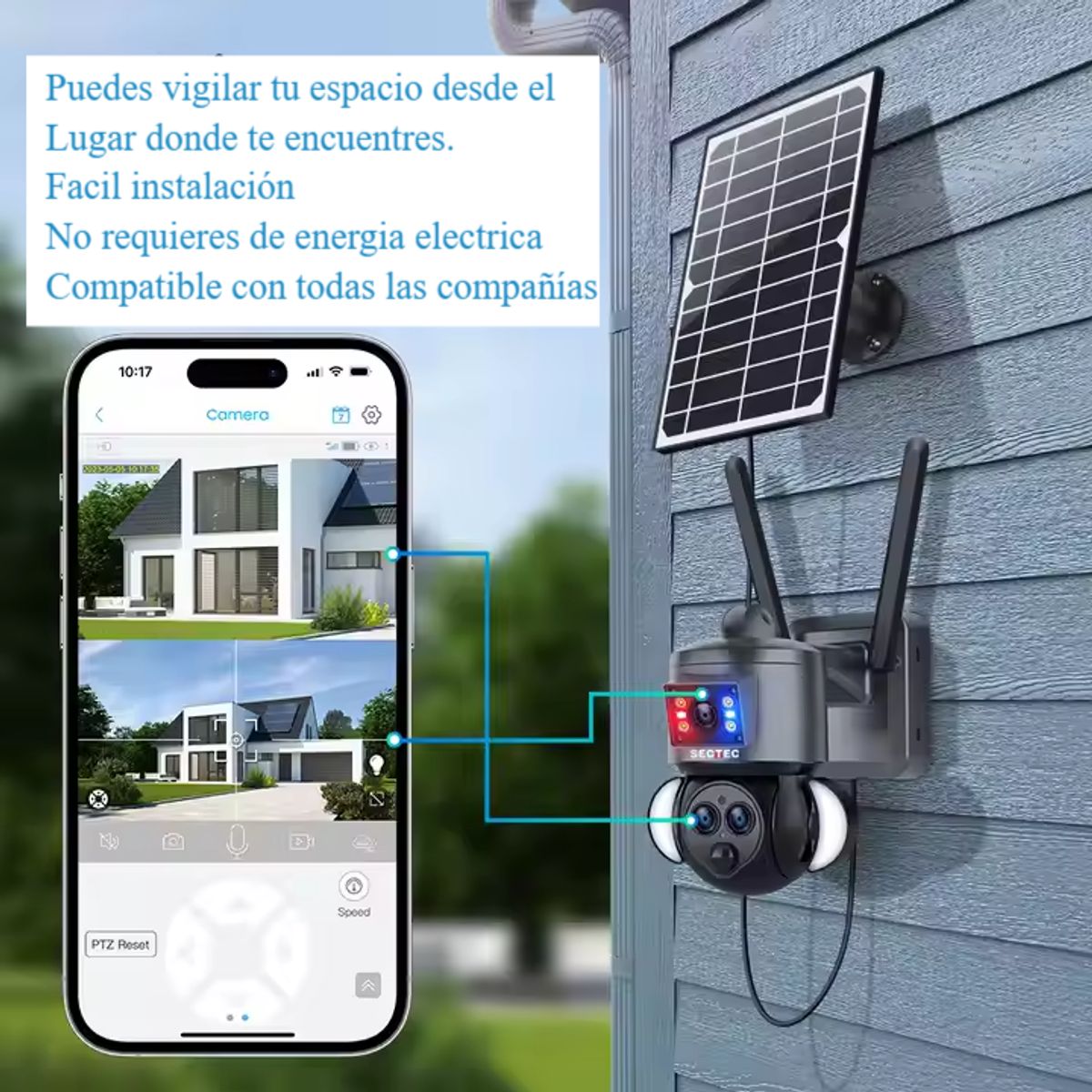 GENERICO - DOBLE CAMARA SOLAR 4G CHIP MOVIL 15X ZOOM COMPATIBLE CON TODAS LAS COMPAÑIAS
