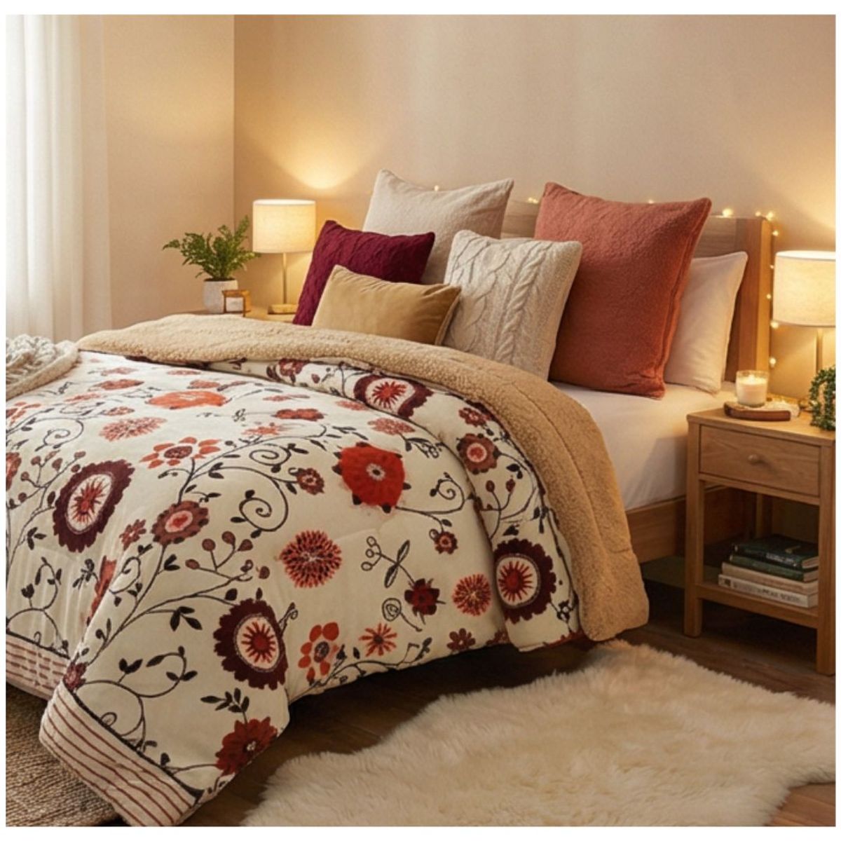 GENERICO - Cobertor Chiporro Invierno 2 Plazas - Beige Mándala M209