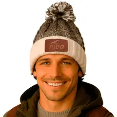 NIBA - Gorro lana Hombre Radal Blanco Gris Oscuro