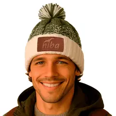 NIBA - Gorro lana Hombre Radal Blanco Verde Petroleo