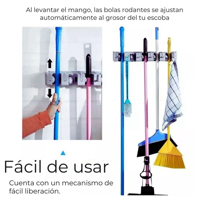 MOVI - Soporte Colgador Organizador Escobas Multiuso